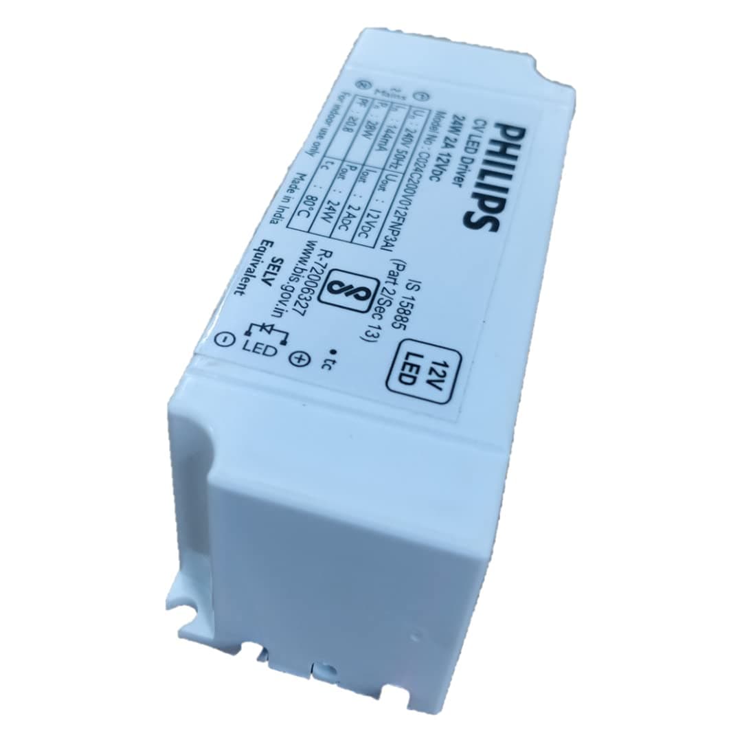 Philips Strip Light 24-watt LED Transformer | LED Strip 2A Driver for Power Supply | White, Pack of 1