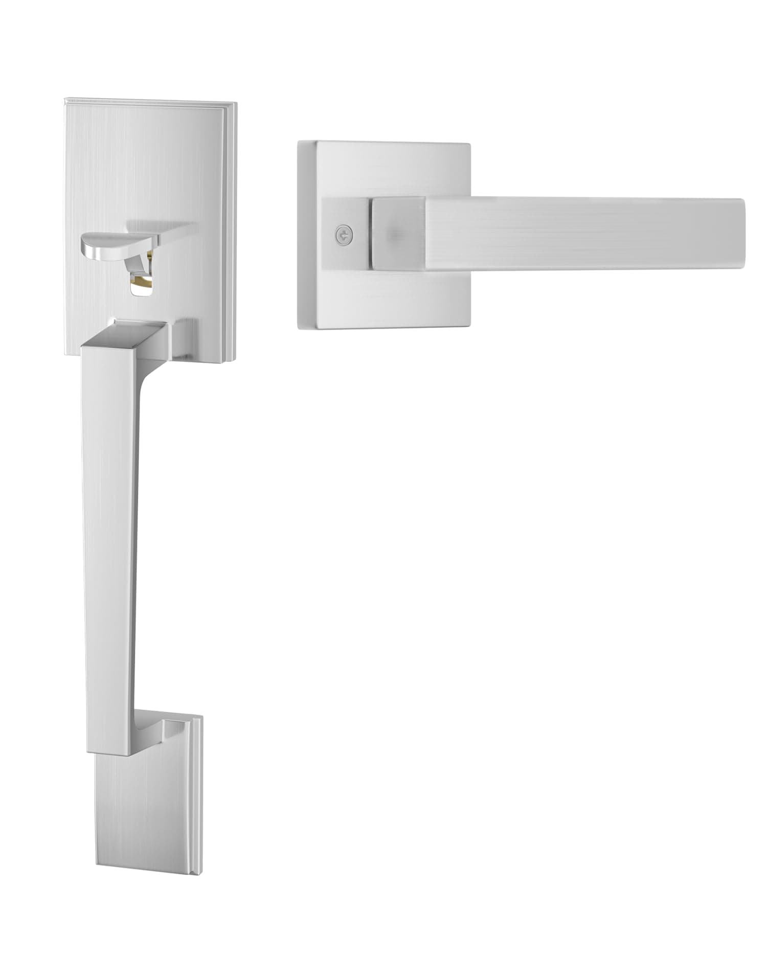 goldenwarm Front Door Handle, Entry Door Handle and Reversible Handle Lever, Modern Front Door Handle Only, Brushed Nickel Front Door Entry Handleset