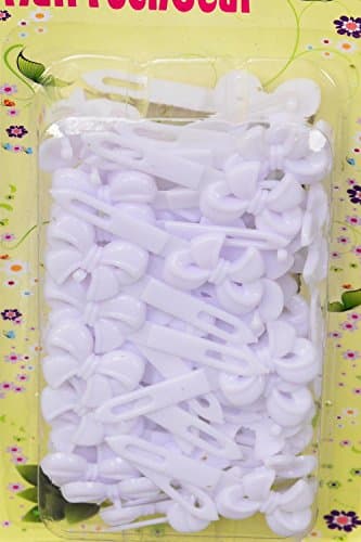 Toddler Plastic Hair Barrettes Bow Tie (White)