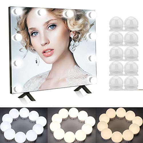 Vanity Light Mirror Hollywood LED Lights for Mirror with 10 Dimmable Light Bulbs, Oroncho 3 Color Light Kit Lighting Fixture Strip for Bedroom Makeup Vanity Table Set USB Charge (Mirror NOT Include)