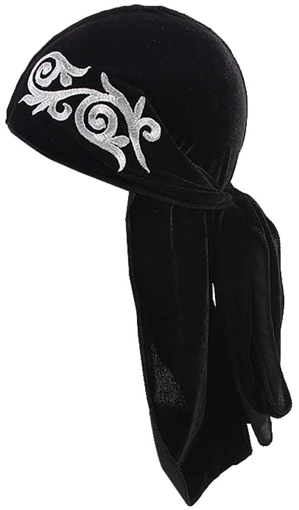 YI HENG MEI 2 Pack/3 Pack Mens Applique Luxury Velvet 360,540,720 Waves Cycling Biker Durag