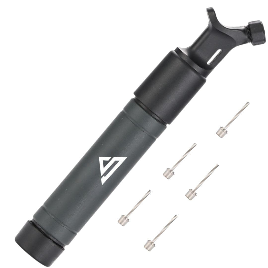 Sports Stable Ball Pump with 5 Needles. Dual Action Air Pump for Your Football, Rugby Ball, Volleyball, Basketball, Handball and Other Inflatable Balls