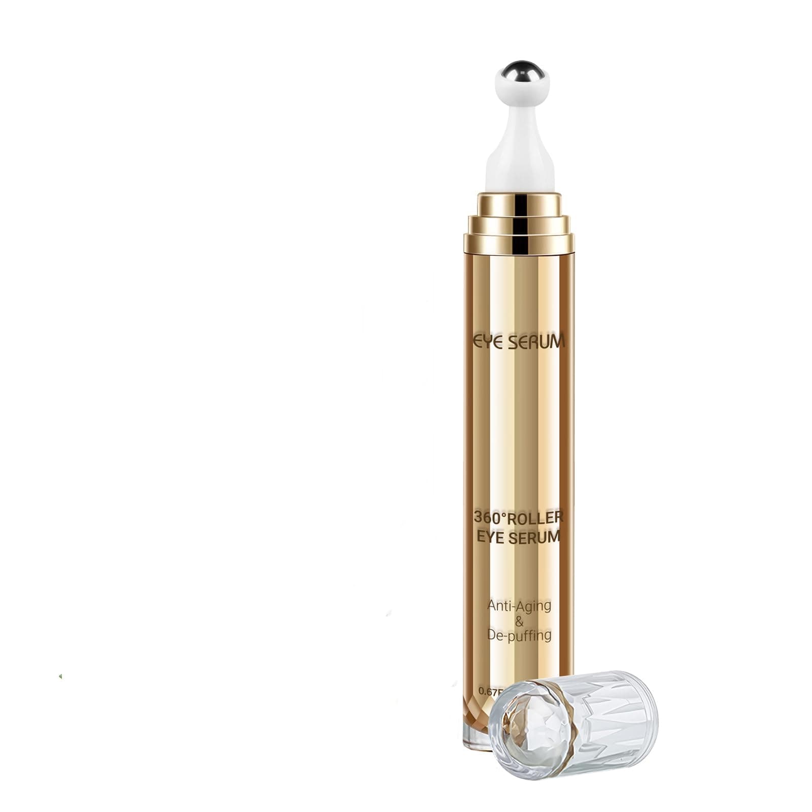 MUOCOBU 5% Caffeine Eye Serum, 20ML Under Eye Cream for Dark Circles and Puffiness Eye Care Eye Serum Anti Aging with 360° Massage Ball Reduce Eye Bags, Wrinkles and Fine Lines(Pack of 1)