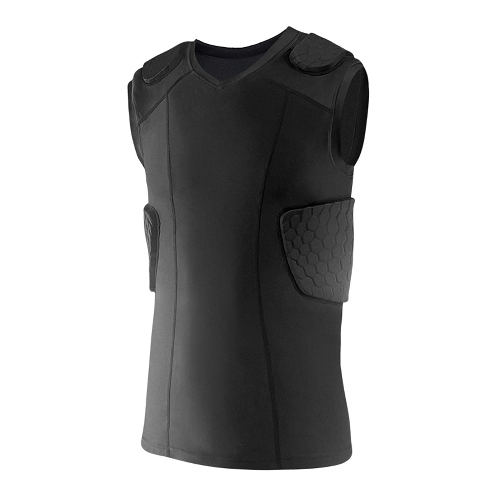Topeter Rib Protection Vest, Padded Compression Shirt with Rib, Shoulder & Back Pads, Rash Guard Sports Training Tank Tops