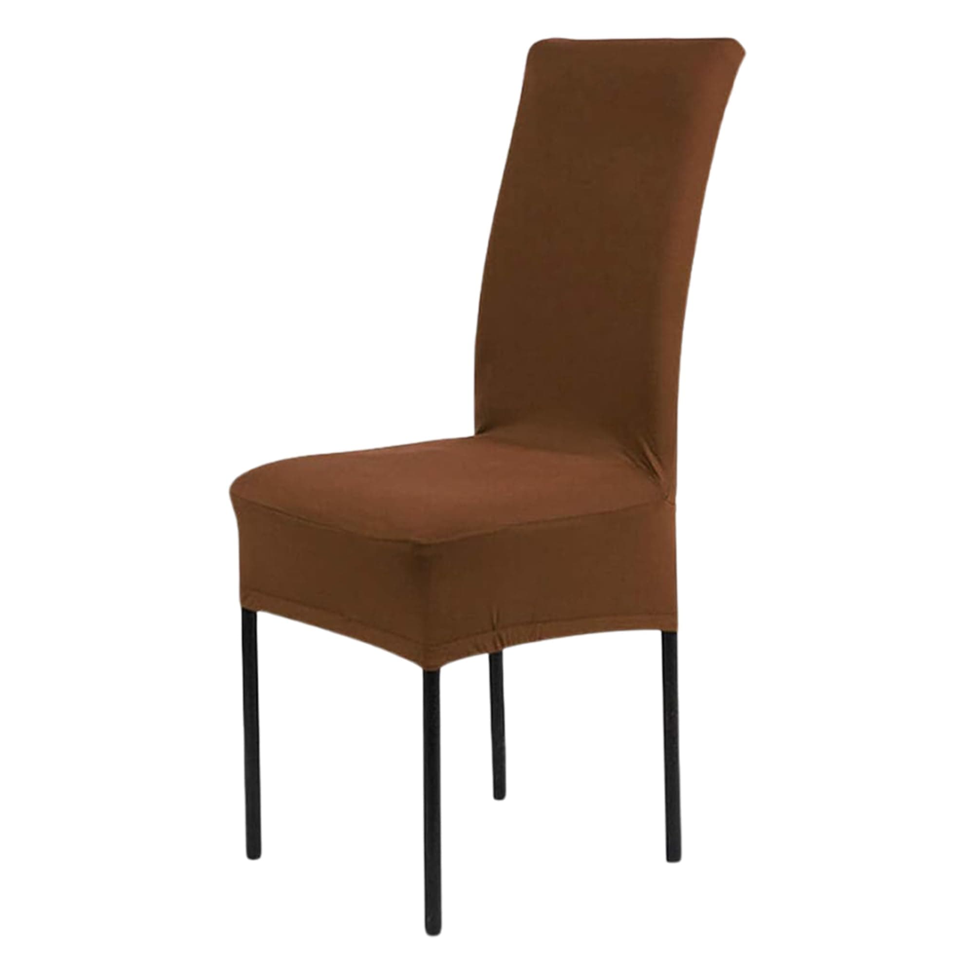 High-Back Chair Covers for Dining Room Chairs – Spandex Stretch, Universal Armless Chair Protective Slipcover, Removable & Washable for Kitchen, Wedding, Party, Banquet & Hotel, Brown, Pack of 8