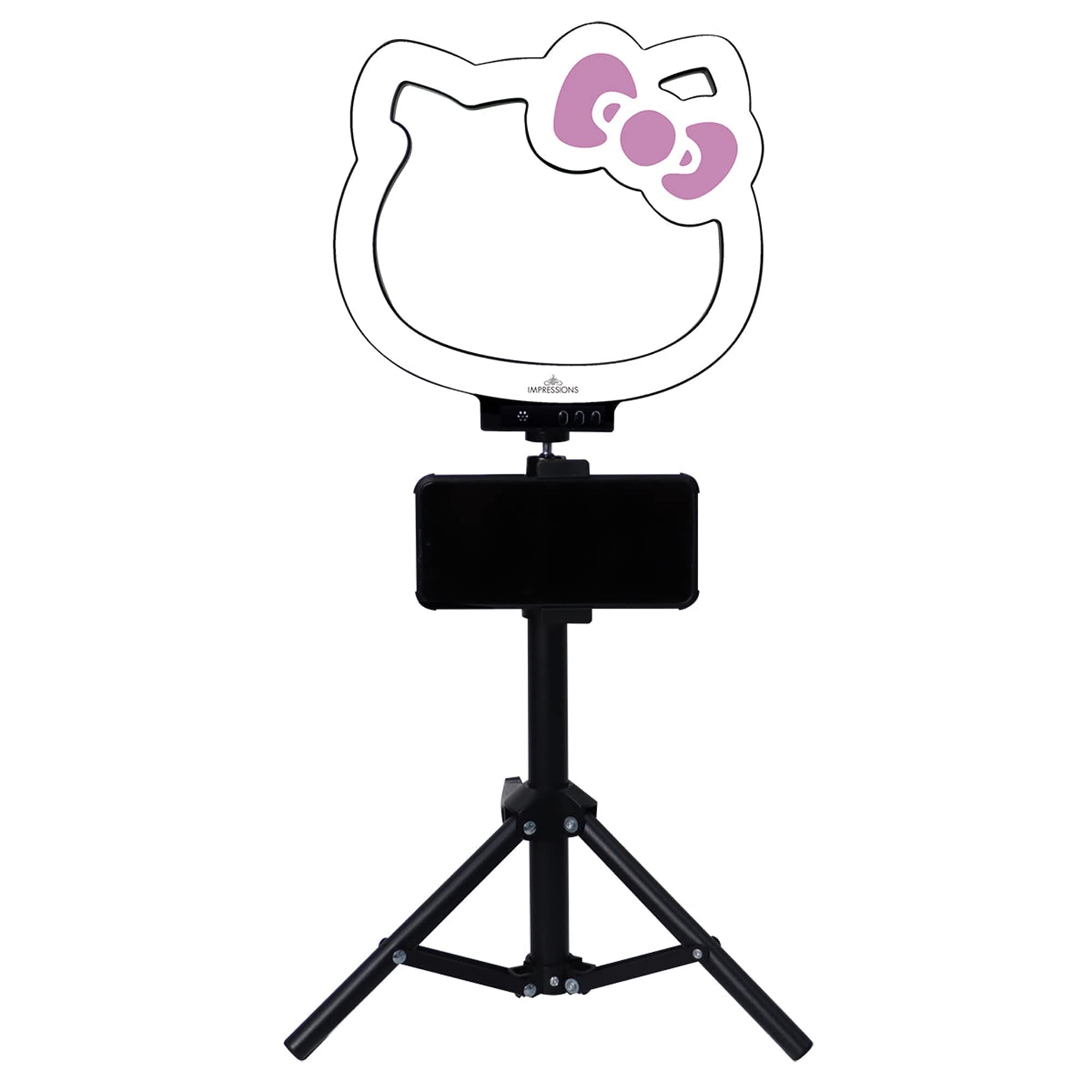 Impressions Vanity Hello Kitty 10 Inch RGB Desk Ring Light with Stand and Phone Holder, LED Selfie Lights with Rainbow Color Modes, Noise Sensor Provide Light Affect to Music Beat Perfect for TikTok