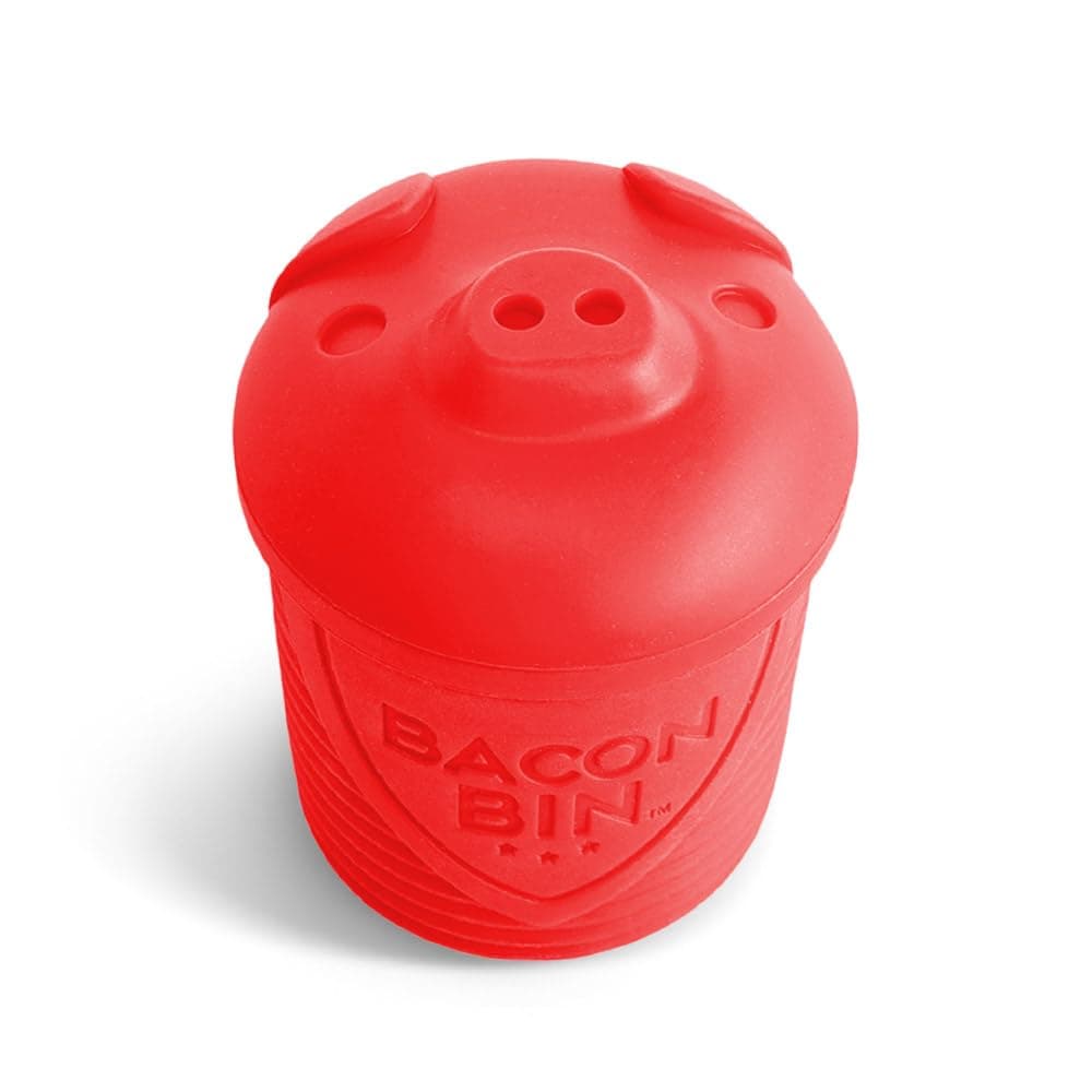 Talisman Designs Bacon Bin Grease Strainer and Storage, Red, Reusable BPA-Free Silicone