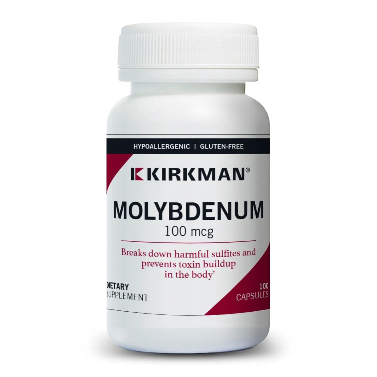 Kirkman - Molybdenum 100 mcg - 100 Capsules - Essential Minerals - Breaks Down Sulfites & Toxins - Hypoallergenic
