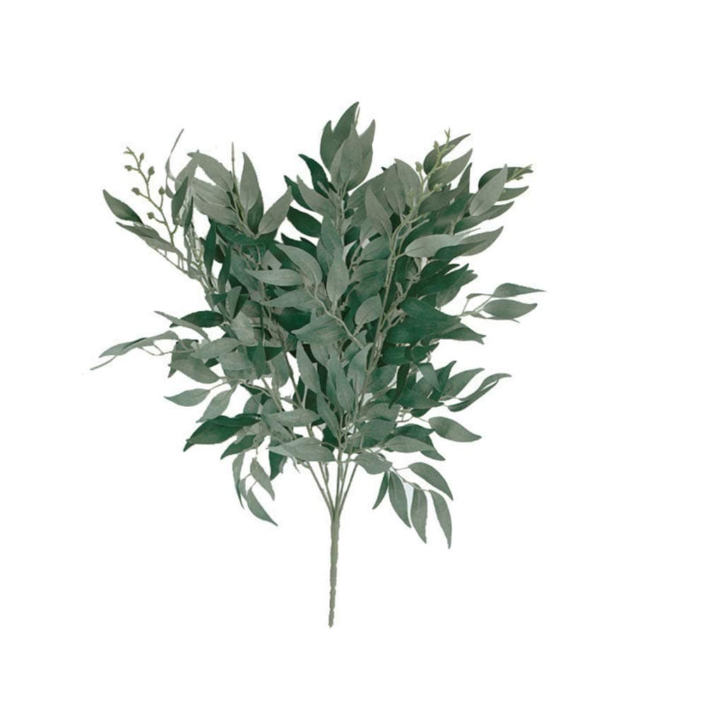 Sanwood 1Pc Artificial White Willow Foliage Leaf for DIY Wedding Bouquets Centerpieces Bridal Shower Party Home Decorations Grey White