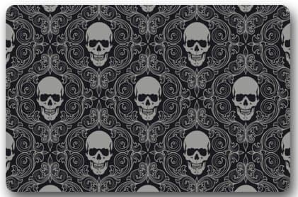 Non-woven Fabric 23.6"(L) x 15.7"(W)Machine-washable Dia De Los Muertos Suger Skull and Flower Indoor/Outdoor/Shower/Bathroom Doormat Welcome Doormat