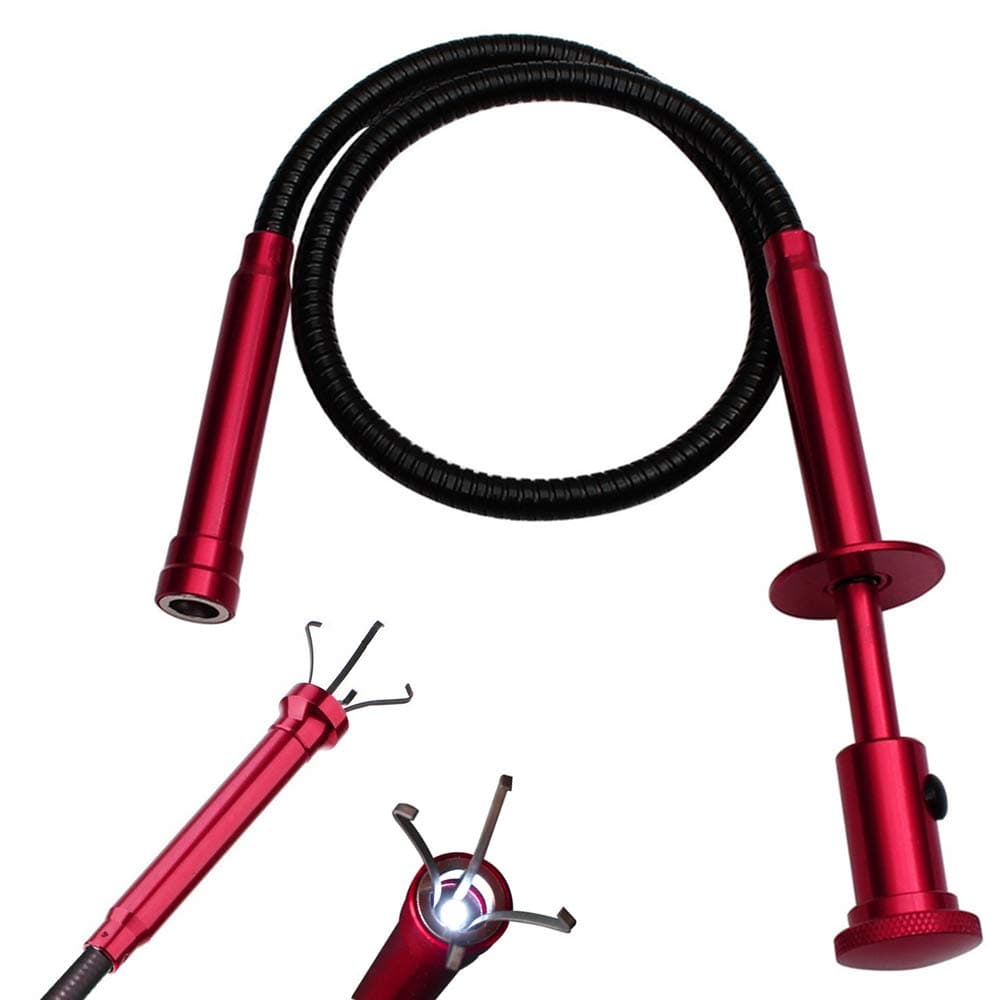 Stereotype four-claw magnetic gripping tool with LED light stainless steel spring can be fixed in different shapes without bounce 2 in 1 magnetic pickup (Directional four-jaw picker-03)