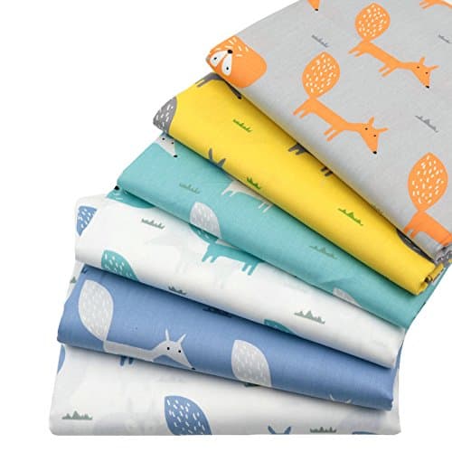 6pcs 15.7" x 19.7" Fox Prints 100% Cotton Fabric,Fat Quarters Bundle Sewing Supplies