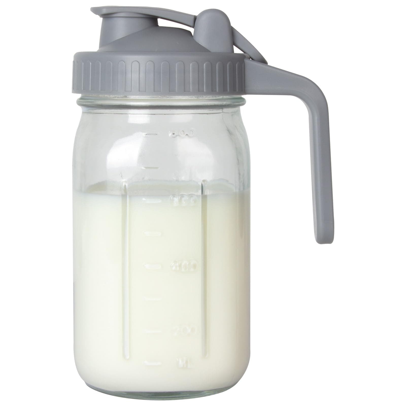 OneDream Breast Milk Pitcher 32oz Glass Pitcher with Lid, Formula Pitcher Leakproof Drip-Free Spout, Wide Mouth Mason Jar Pitcher for Easy Pouring, Dishwasher Safe Breastmilk Storage Pitcher