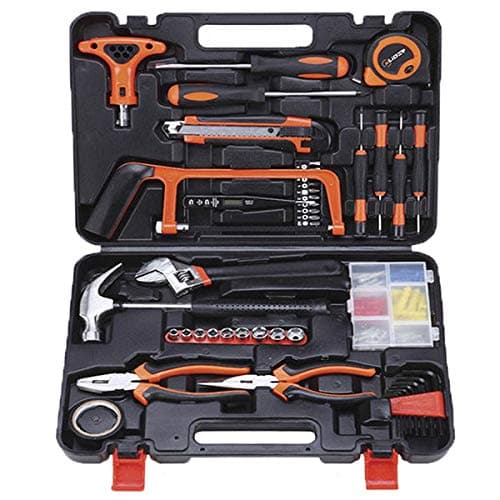 Excelvan 82 Piece Multifunction Hardware Tools-Home Woodworking Hand Repair Tool Kit,Homeowner's DIY Tool Kit with Plastic Tool Box Storage