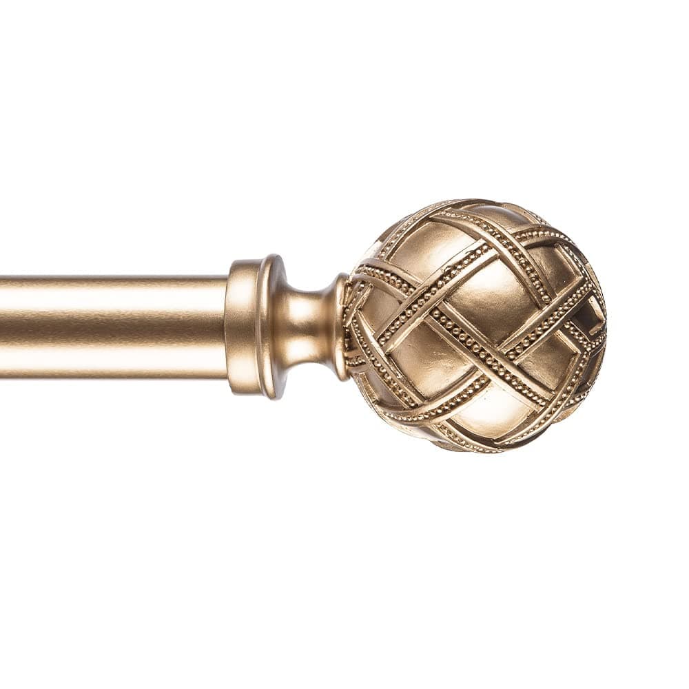 Ycolnaefllr 1 Inch Diameter Single Curtain Rod for Windows Heavy Duty Drapery Rods Adjustable Length from 48 to 84 Inch,Adjustable Single Window Curtain Rod with Resin Finial, Gold