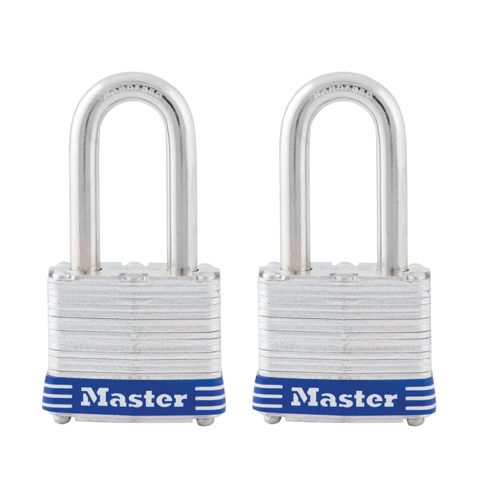 3TLF Laminated Steel Padlock with Key, 2 Pack Keyed-Alike, Silver