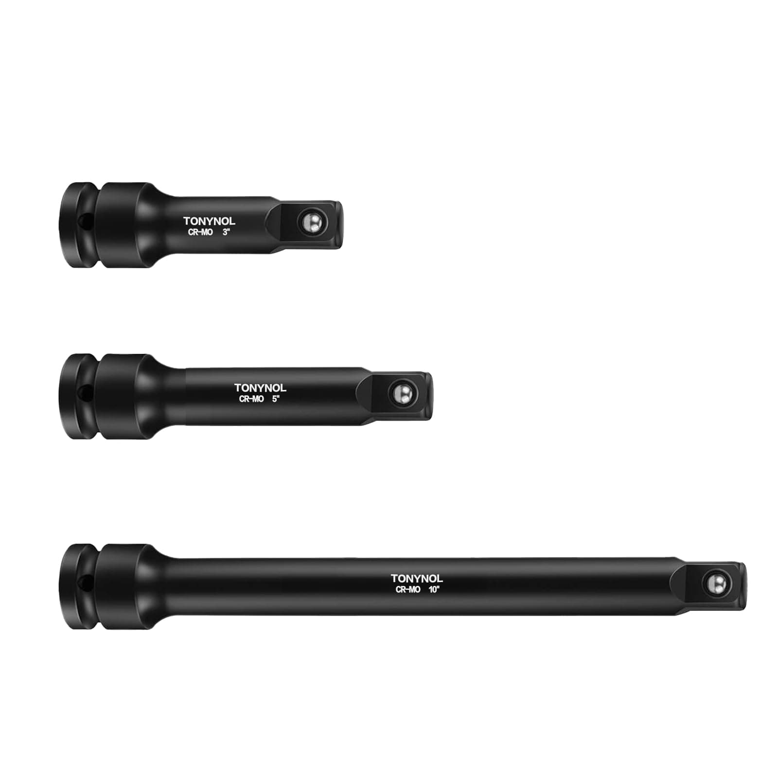 1/2" Drive Impact Extension Bar Set,3 PCS(3",5",10"),Cr-Mo Steel,With a Case.