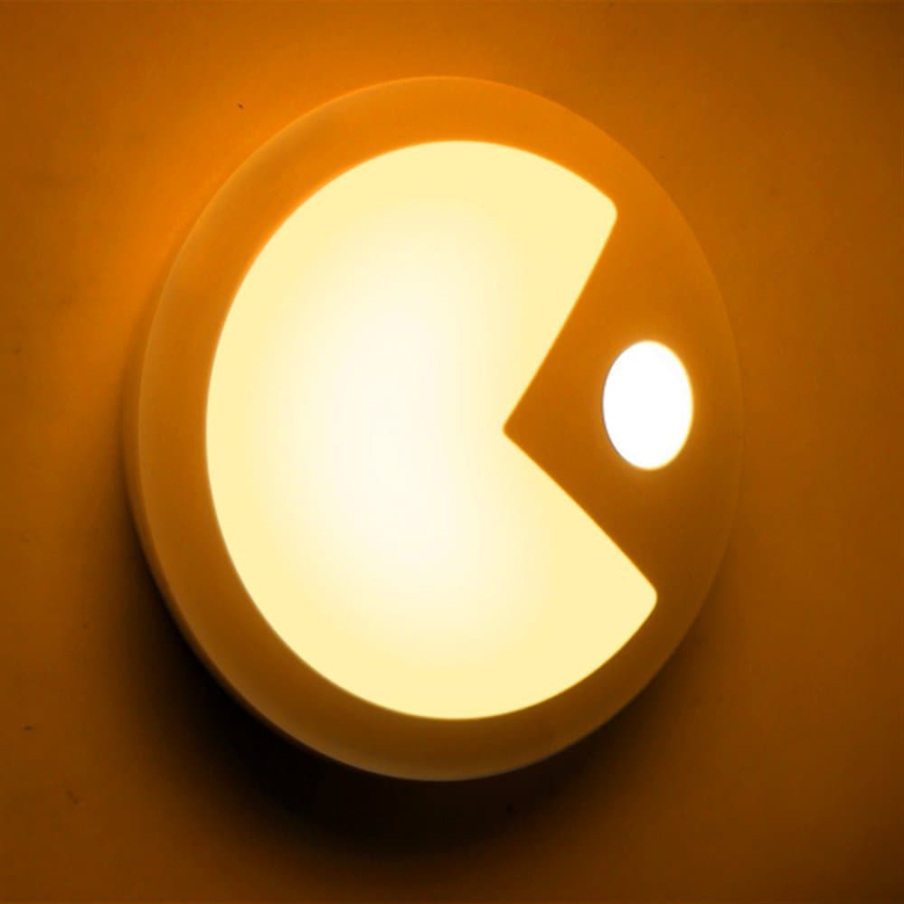 2016 New Human Body Induction Night Light by Pac-Man USB Charging More Light Source-The Yellow and White Two Options (Yellow Light Source)