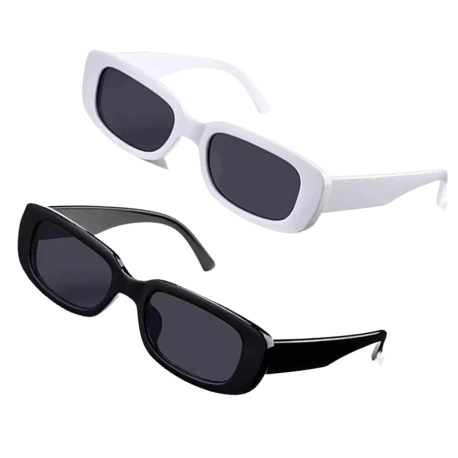 Men & Women Retro Rectangular Sunglasses | UV Protection Driving & Casual Eyewear | Pack of 2