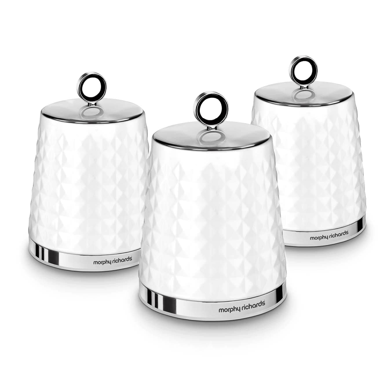 Morphy Richards 978054 Dimensions Set of 3 Round Kitchen Storage Canisters, White