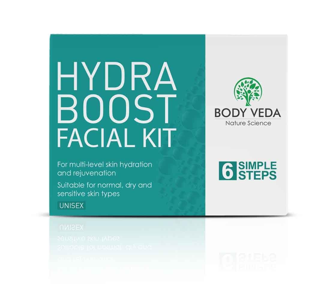 Body Veda Hydra Boost Facial Kit - 6 Step Hydration and Rejuvenation System for Normal, Dry, and Sensitive Skin Types, For Women & Men