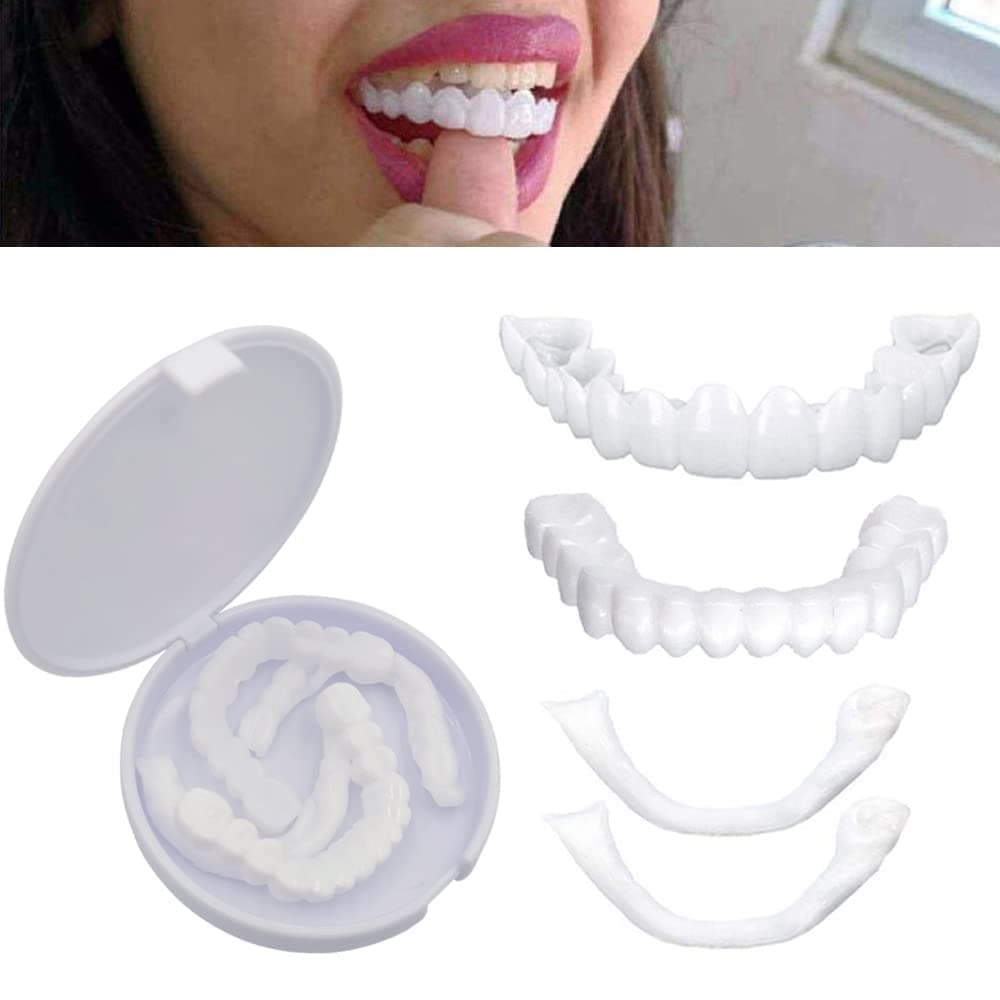 Top and Bottom Fake Teeth Cover the Broken and Missing Tooth Snap on Instant & Confidence Smile