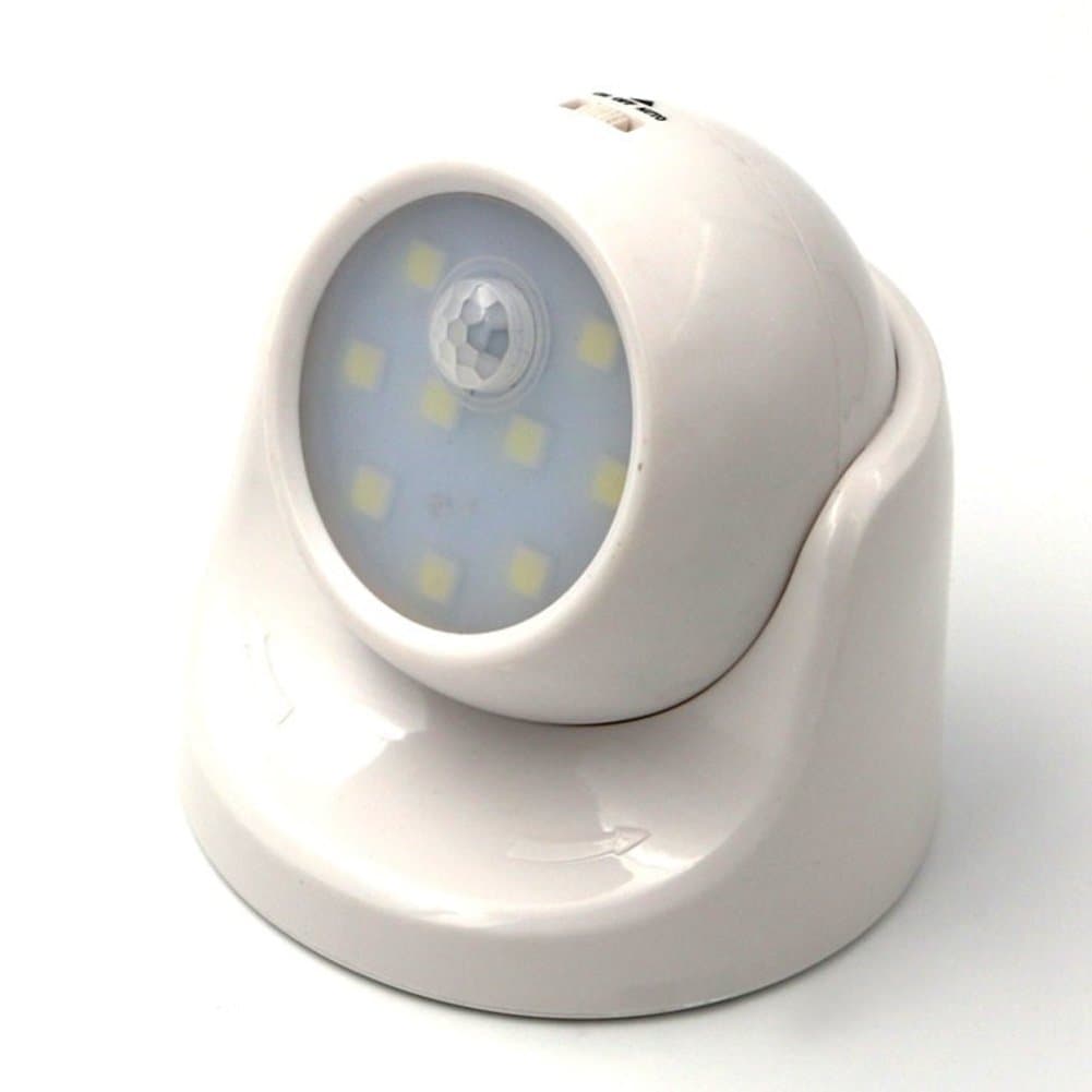 XUPHINX PIR Motion Sensor Night Light, 9LED Battery Operated, 360° Auto On/Off, 3 Modes, Wireless Security Light Lamp, for Home, Indoor,Outdoor, Driveway, Garden, Pathway (White)