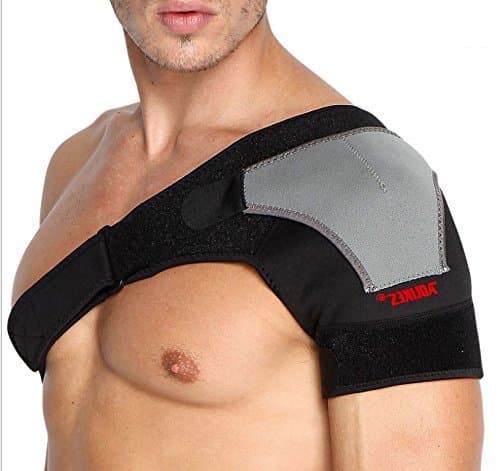 ADLIKES Shoulder Support - Adjustable Shoulder Wrap Belt Band Gym Sport Brace for Rotator Cuff Tear Injury AC Joint Dislocated Prevention and Recovery (Left Shoulder Support)