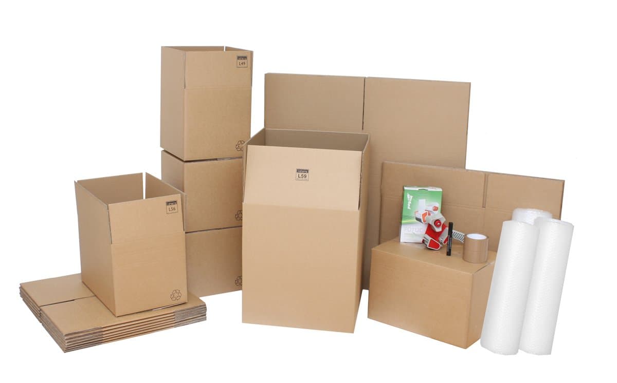 Removal Boxes for 3-4 Bedroom House - 45 Removal Boxes & Moving Supplies. Various Sized Pre-Creased Packing Cardboard Boxes & Bubblewrap, Parcel Tape, Tape Gun & Marker Pen. Supplied Flat Packed