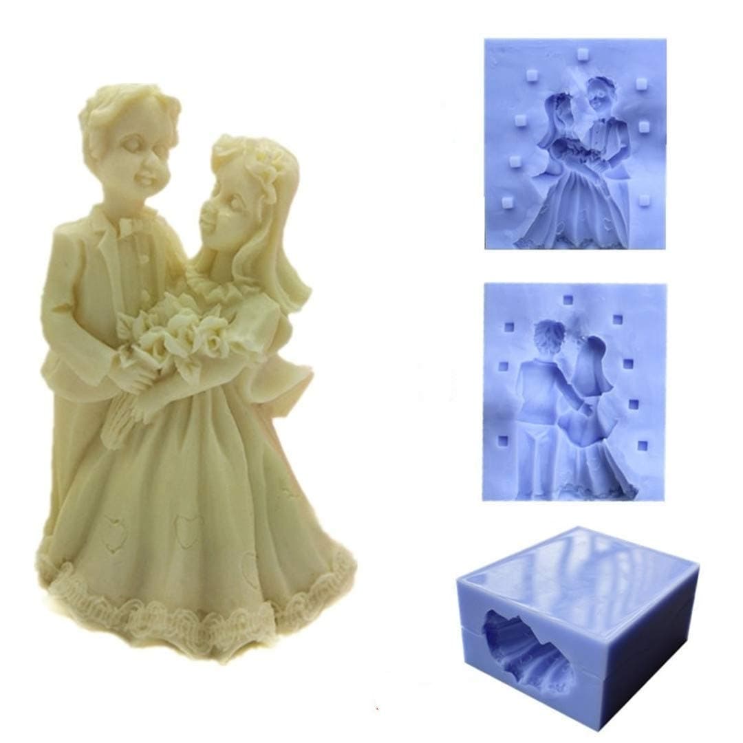 Runloo Wedding Soap Molds,3D Bride Groom Shape Fondant Molds Candle Siliocne Mould Cake Mold for Wedding Scene Shape Chocolate Candy Tools 3D Pastry Molds