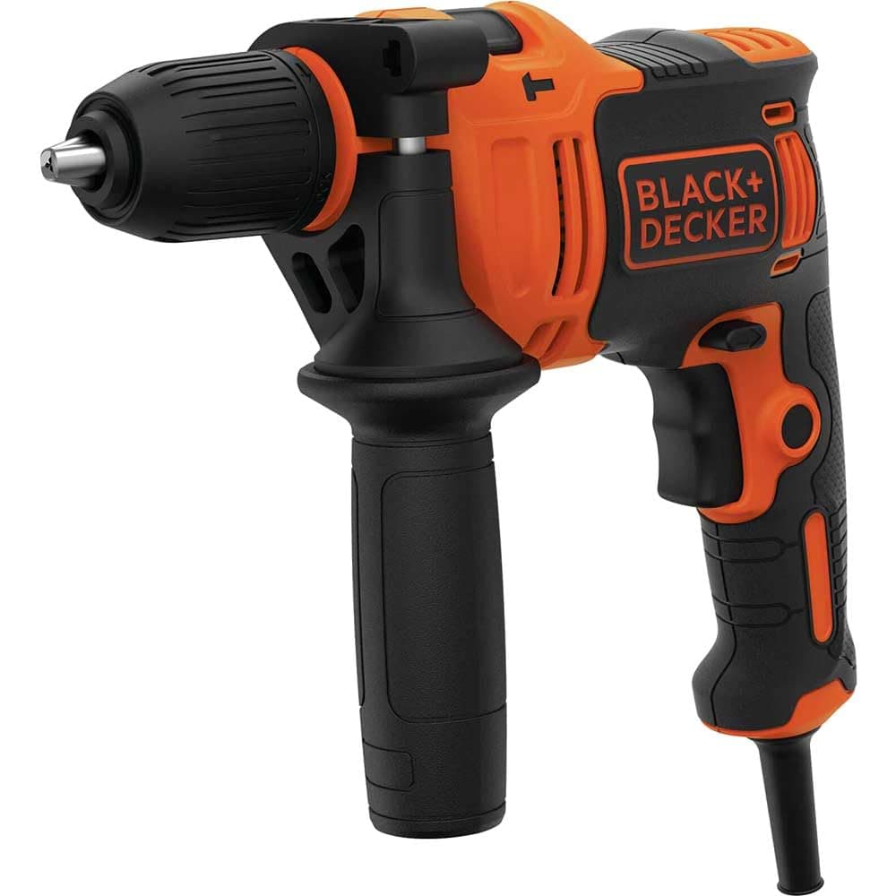Black & Decker 710W 47,600BPM Single Gear Hammer Drill with 4 Bits in Kitbox for Metal & Masonry Drilling, Orange/Black - BEH710K-GB, 2 Years Warranty