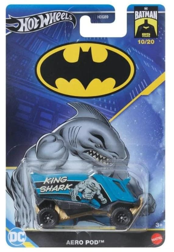 Hot Wheels Batman 85 Years 1:64 Scale Premium Pop Culture 2024 Mix (10/20 King Shark Aero Pod)