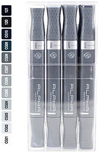 Alpha EF 12 Cool Grey Grafikmarker 12er Set Box Design Marker