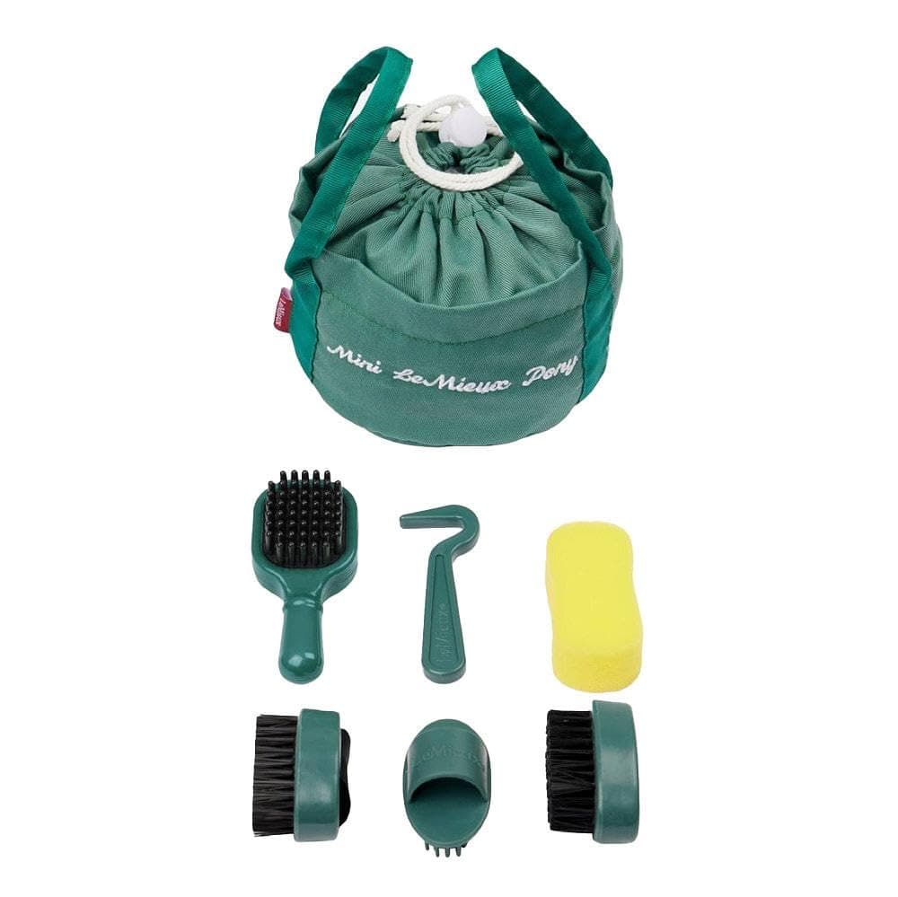 Toy Pony Grooming Kit Sage - Includes Brushes, Curry Comb, Sponge, Tangle Tidy & Hoof Pick - Store in Mini Drawstring Grooming Bag - Suitable for Ages 3+