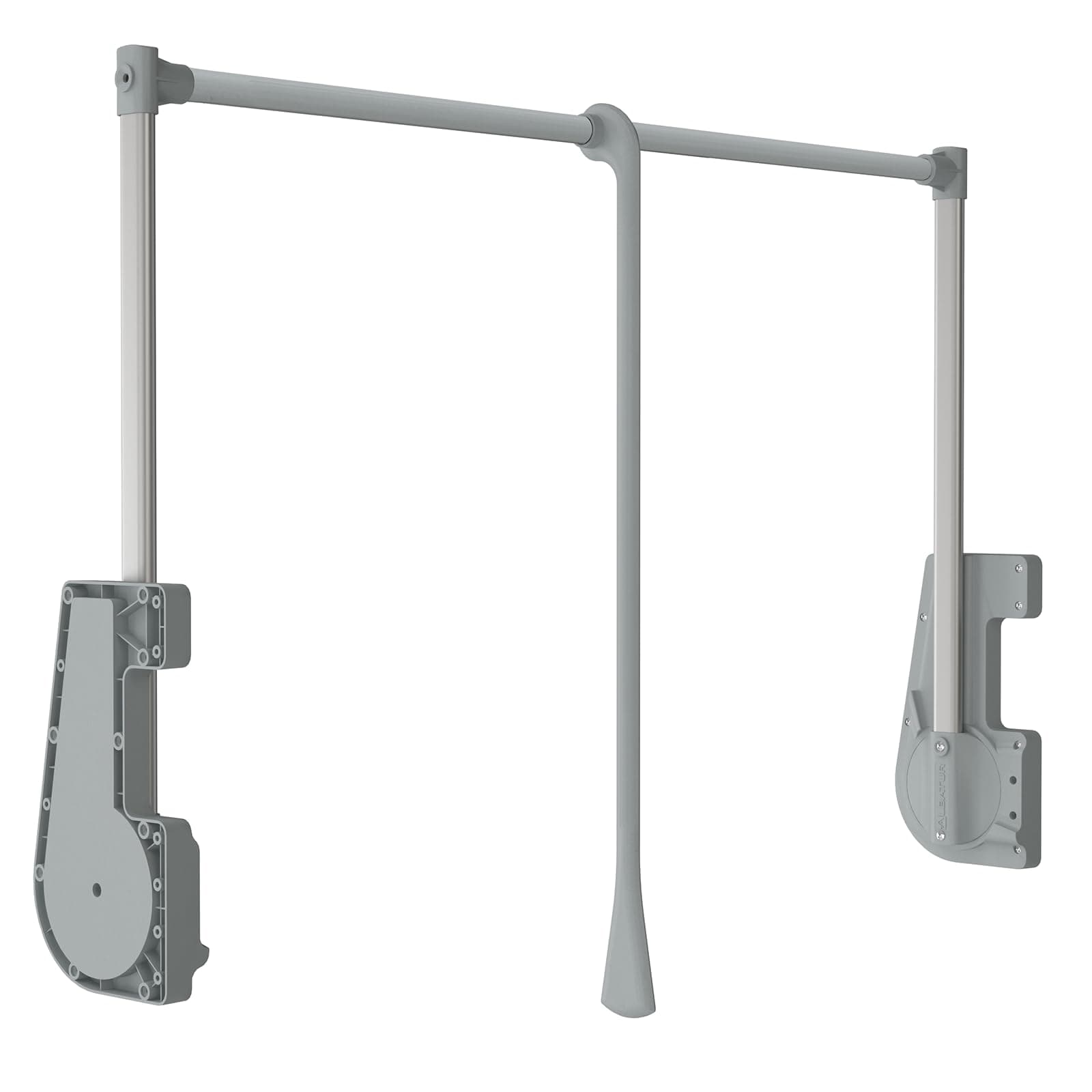 Decoranddecor Adjustable Pull Down Wardrobe Rail, 750mm-1150mm, 15kg Capacity Clothes Rail with Soft Close, Hanging Rail for Sliding and Hinged Wardrobes in Light Grey