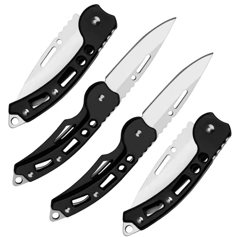 2 Pack Pocket Folding Knife (Black) with Deep Carry Pocket Clip for Camping Hiking Hunting, Outdoor Survival Pocket Knife