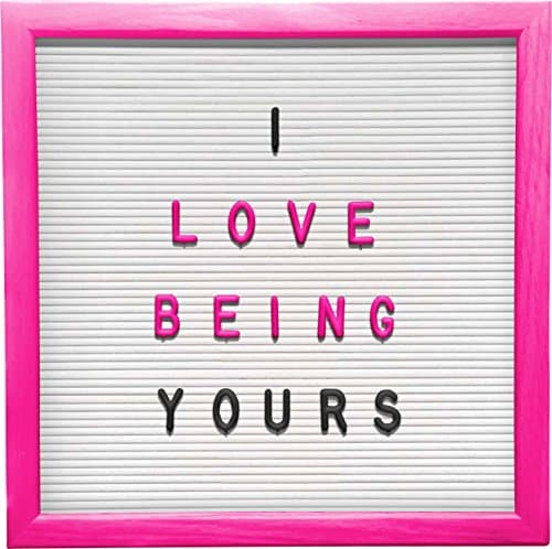 Letter board white felt 10x10 inch, Changeable small letter board, Message Board, Pink oak frame wooden letter board, Felt letter board set, Personalized message board, Free canvas bags, scissors