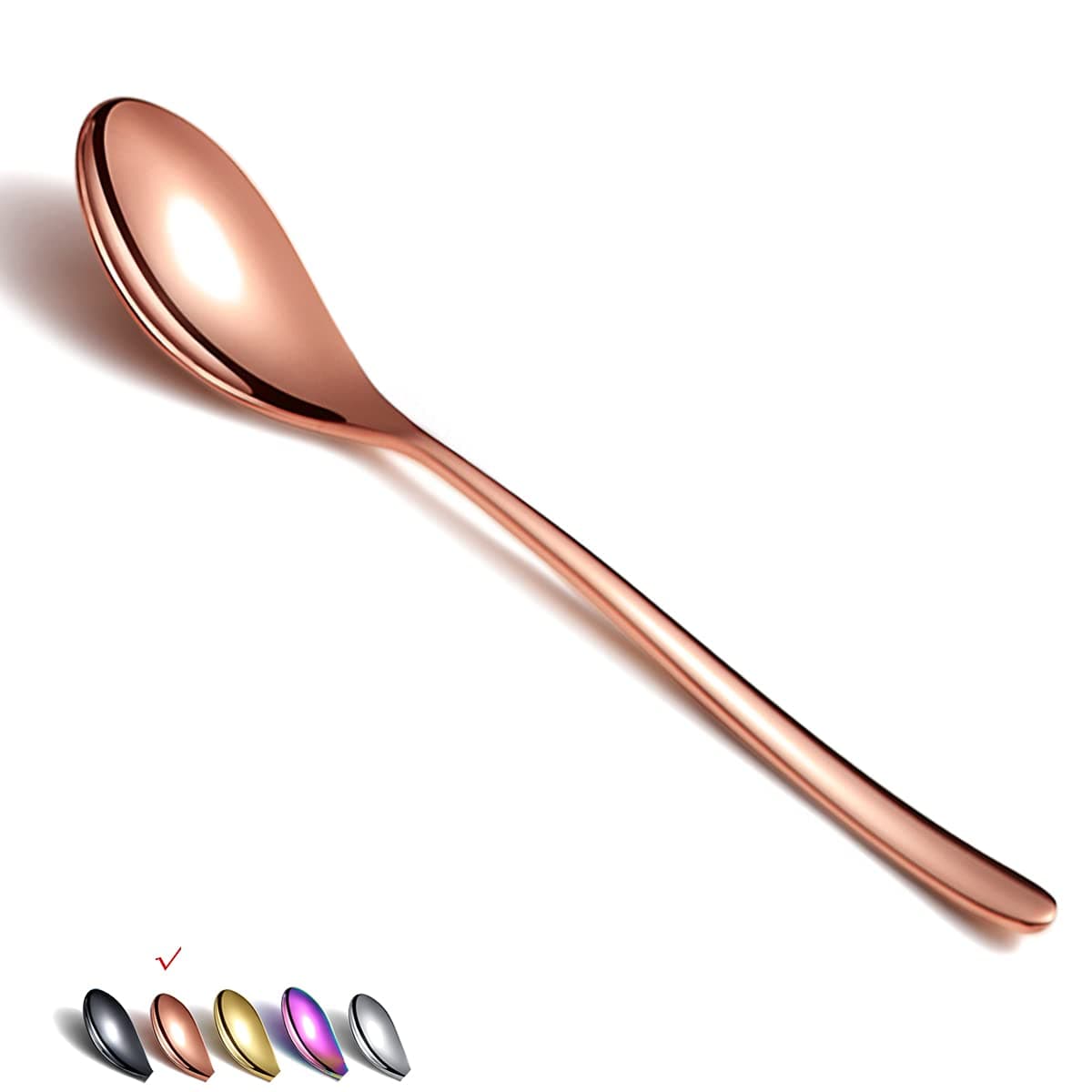 Copper Dinner Spoons 6 Piece, 8.1'' Stainless Steel Tablespoons, Soup Spoons, Dessert Spoons, Spoons Silverware for Home, Kitchen or Restauran,Dishwasher Safe