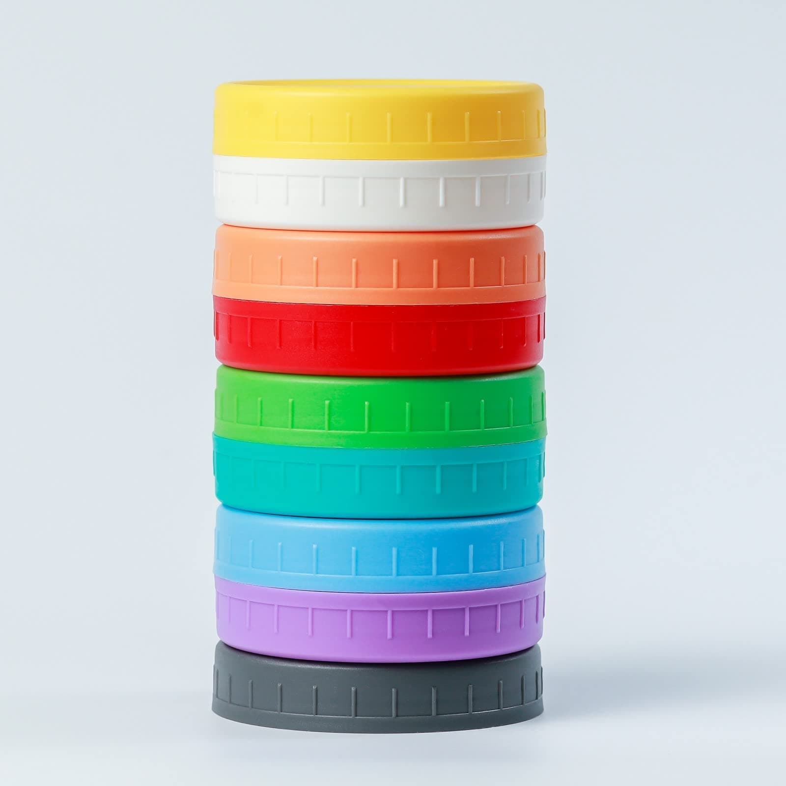 9 Wide Mouth Mason Jar Lids with Silicone Ring,Thickened Leak-proof Lids Fit Ball,Kerr and More,9 Color Plastic Lids,Colored Plastic Storage Caps 86mm Plastic Mason Jar Lid for Canning Jars