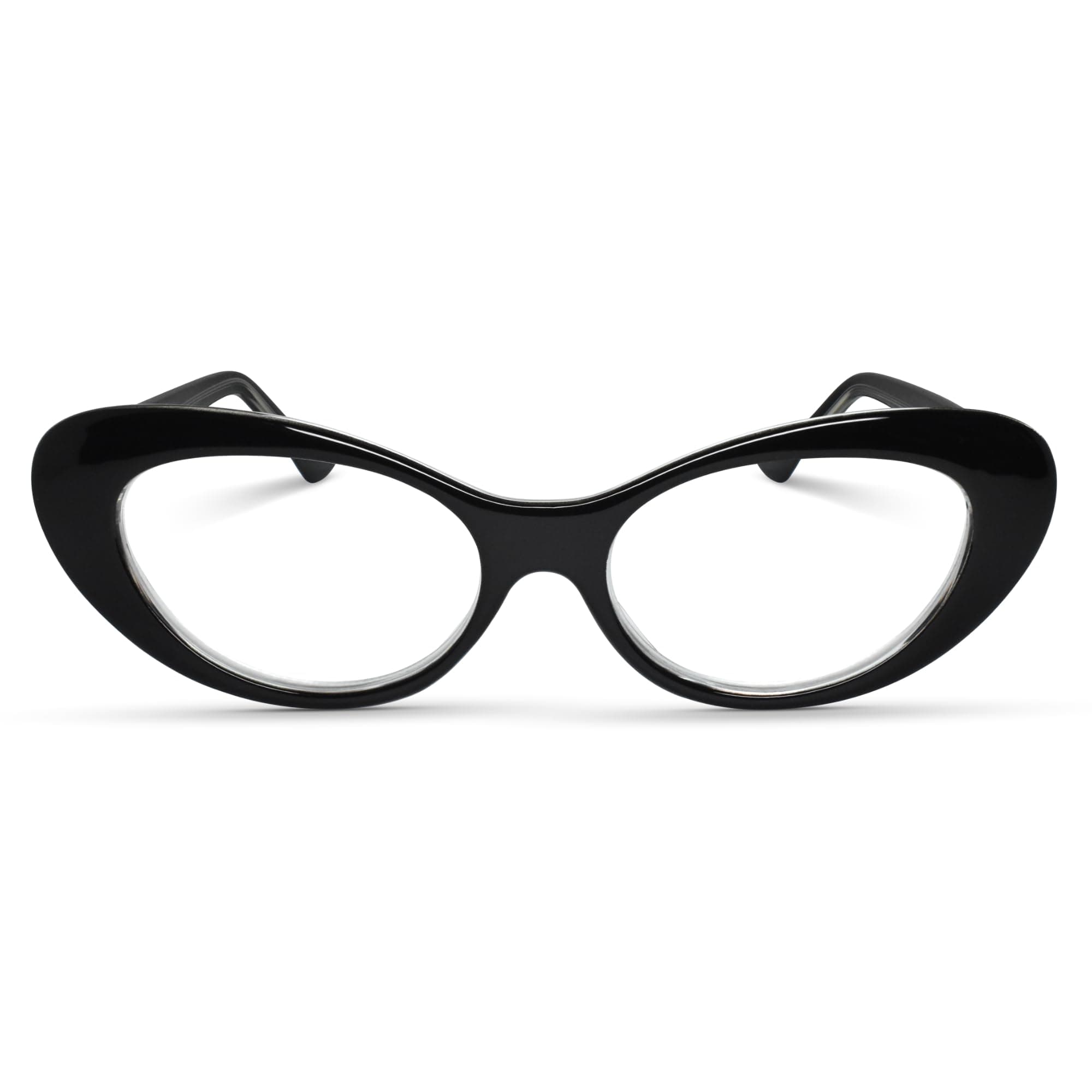 Oversized Cat Eye Reading Glasses for Women – Medium-Large Fit, Sturdy Frame, Spring Hinges, Premium Cateye Readers, Black, +1.75