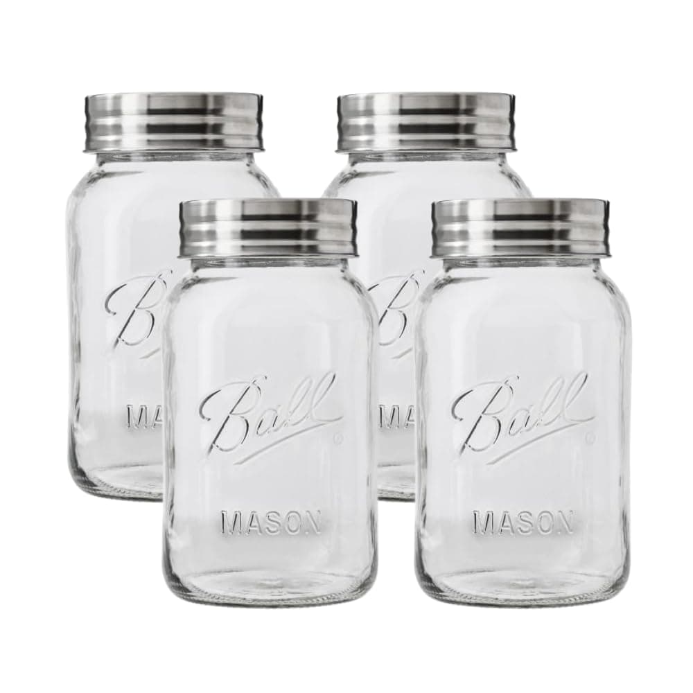 4 Pcs Regular Mouth 32-Ounces Mason Jar with Lids and Bands Clear
