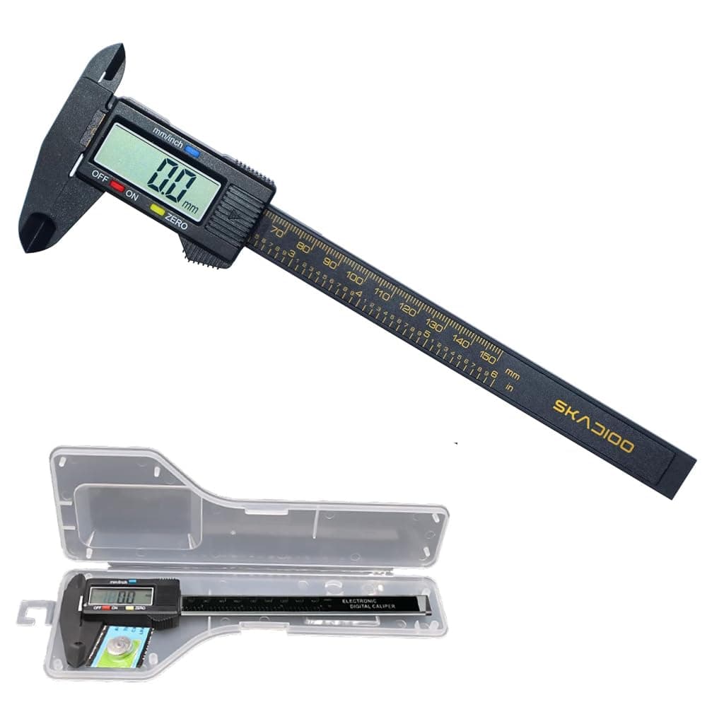 SKADIOO Black Plastic Vernier caliper, Digital vernier caliper, Vernier caliper digital, Vernier caliper 6 inch, Electronic Vernier Caliper Gauge Micrometer, Vernier Caliper with LED Screen,black,1 pc
