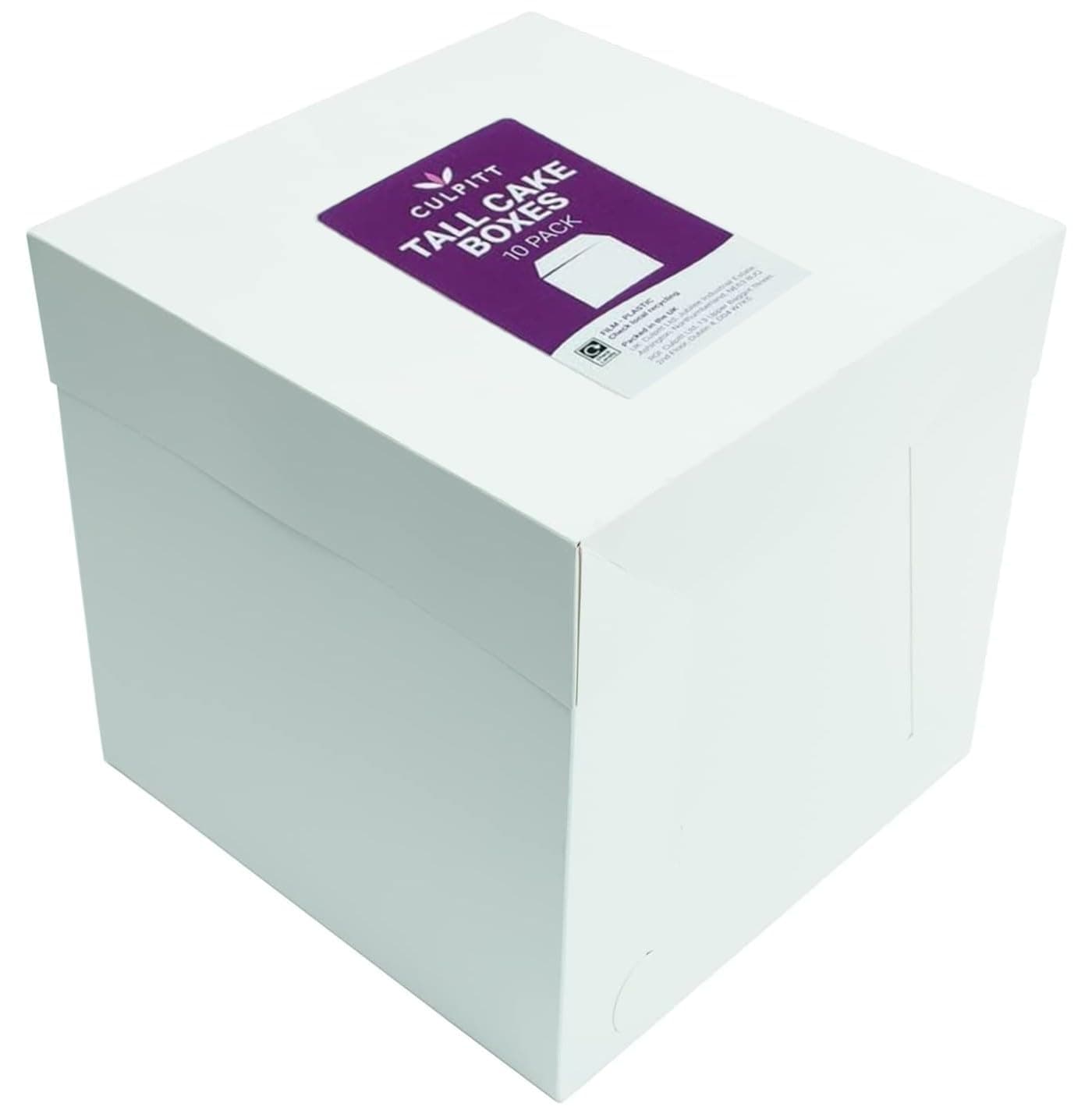 Culpitt 10" White Tall Cake Boxes, Pack Of 10, 254 X 254 X 254mm (10 X 10 X 10''), Ideal for Transporting Celebration, Wedding, Tall, Decorated Birthday Cakes