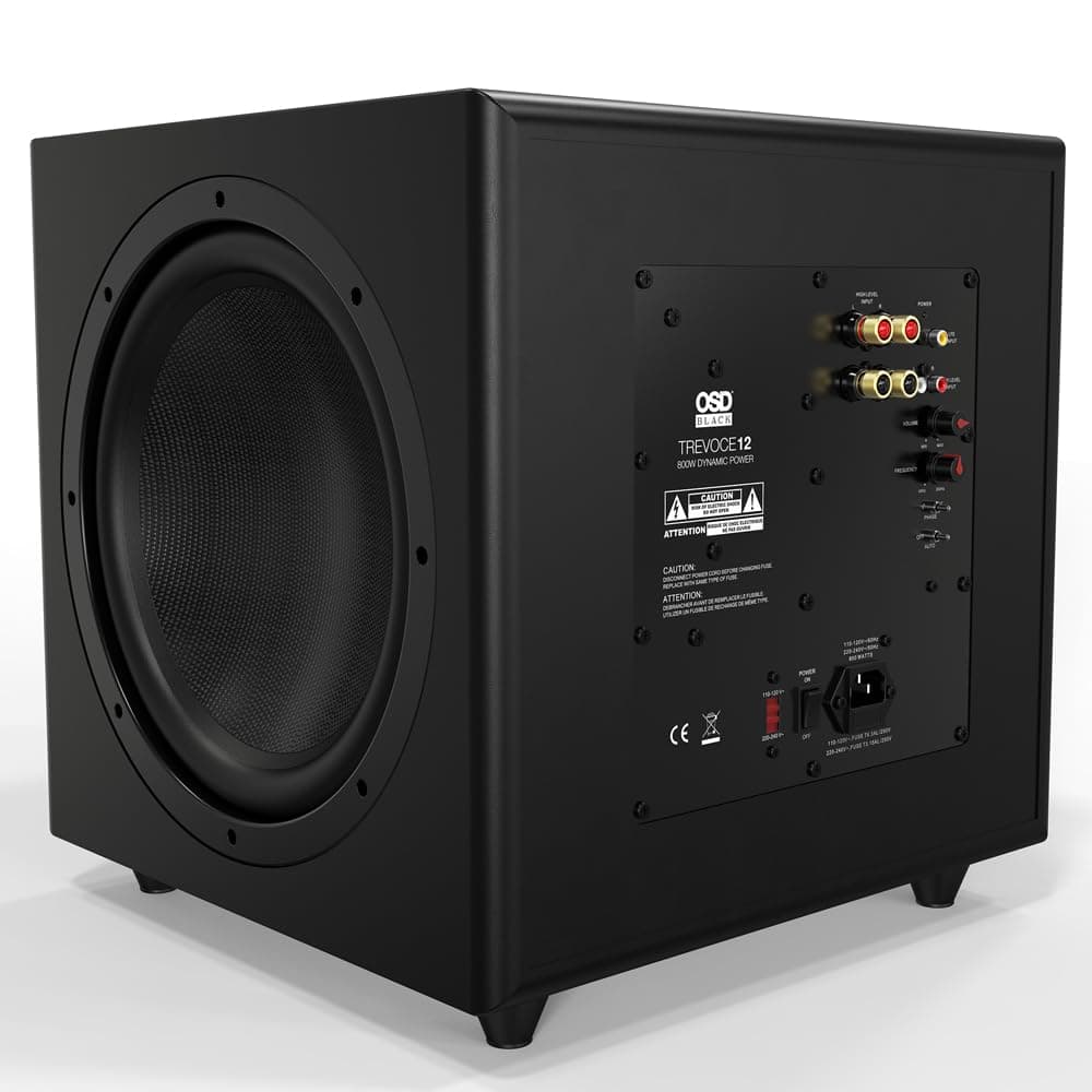 OSD Trevoce 12" Triple Driver Active Subwoofer 800W, Native EQ 15Hz Bass Response, Faux Leather Finish