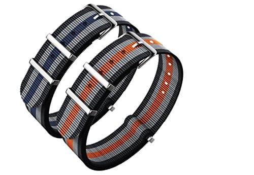 Nato strap 18mm 2 Packs - CACA Nylon Watch Bands Replacement with Stainless Steel Buckle - Nato Strap