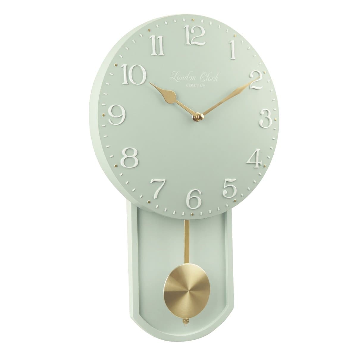 London Clock Olivia Pendulum Wall Clock, Green, 40.5 x 25 x 5.5cm