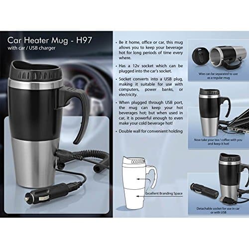 Jazam Plastic Mug with USB Charger - Black, 500 ml