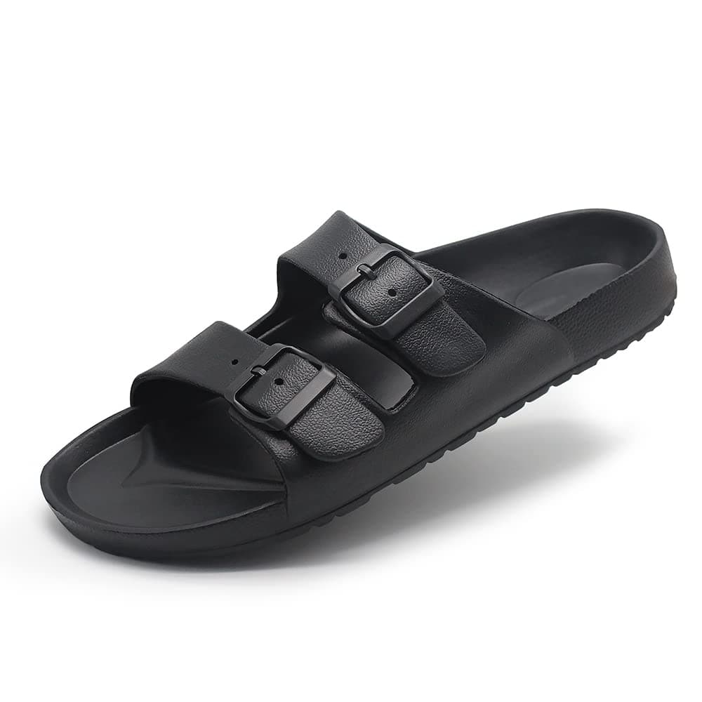 Men’s Lightweight Comfort Slides Double Buckle Slip-on Adjustable EVA Orthopedic Flat Sandals