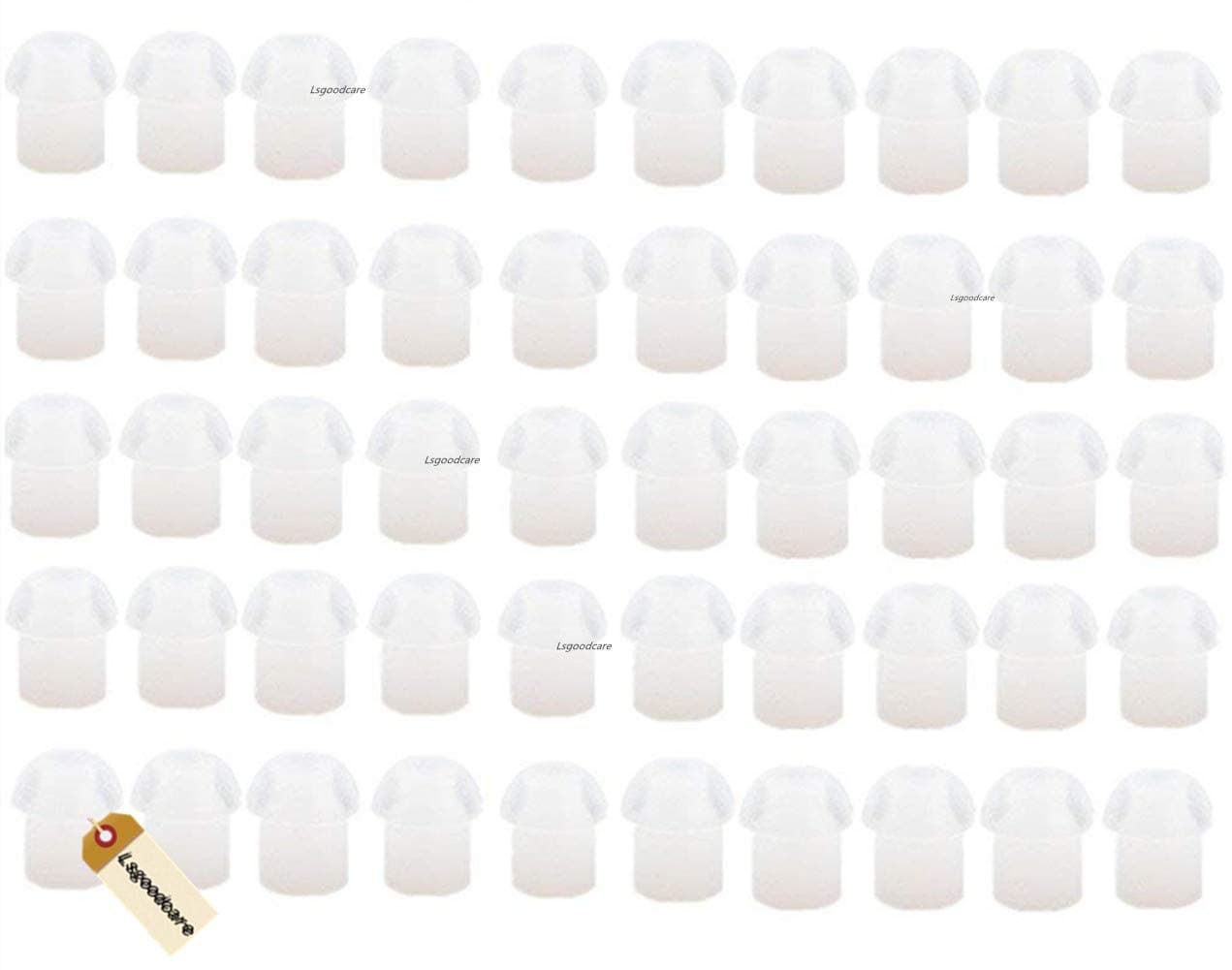 Lsgoodcare 50Pack White Silicone Rubber Replacement Mushroom EarTips Earbud Compatible for Motorola Kenwood Icom Yaesu Baofeng HYT Midland Cobra Radio Surveillance Acoustic Tube Earpiece Headset