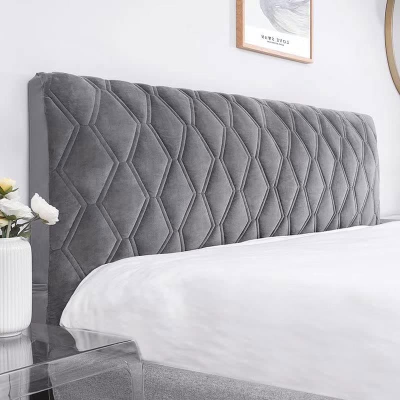 Stretch Bed Headboard Slipcover,Solid Color Quilting Bed Head Cover, Dustproof Protector Cover For Bedroom Decor For Full Queen California Large King (Color : Dark gray, Size : 100cm)